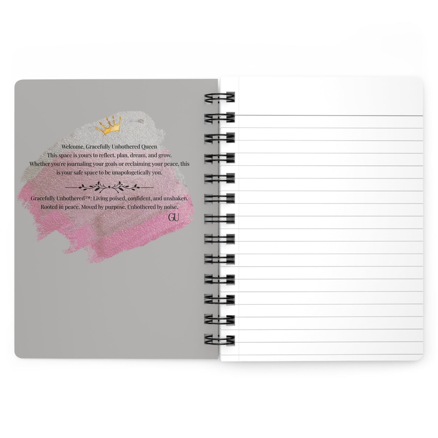 Gracefully Unbothered™ Spiral Journal – Inspirational Lined Notebook for Reflection & Confidence