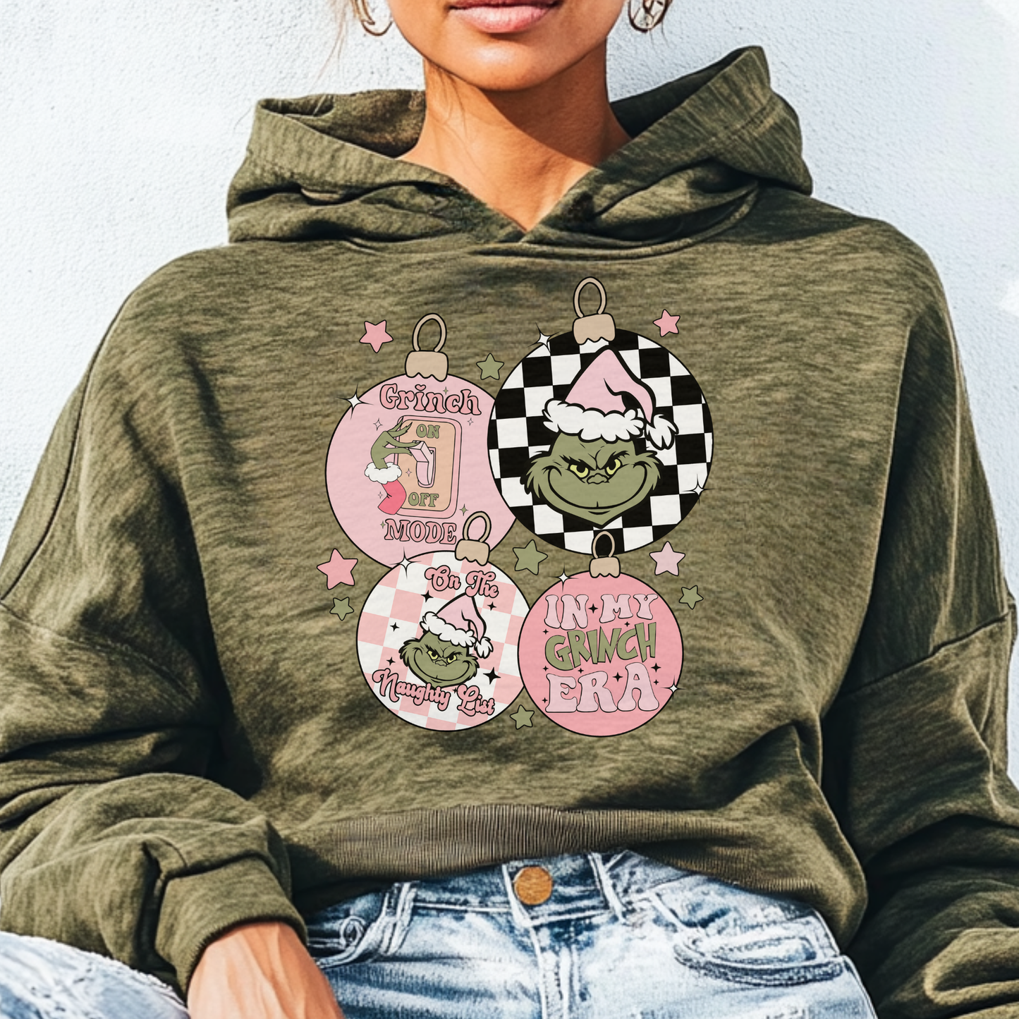 Grinch Era/Mode On-Off Ornaments Hoodie