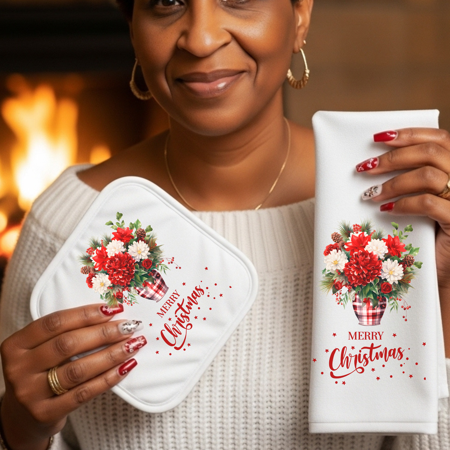Christmas Kitchen Trio Set – Towel, Pot Holder & Oven Mitt