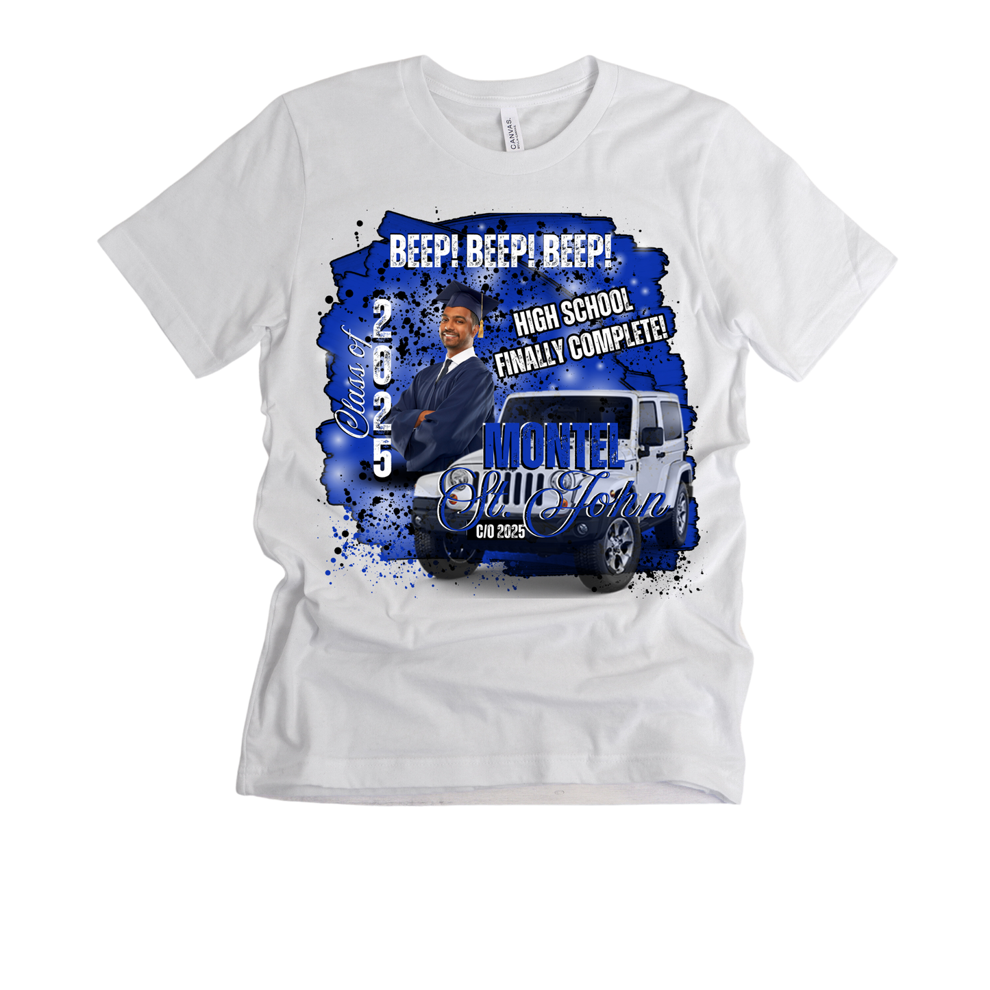 Custom Graduation T-Shirt – "BEEP! BEEP! BEEP! High School Finally Complete!"