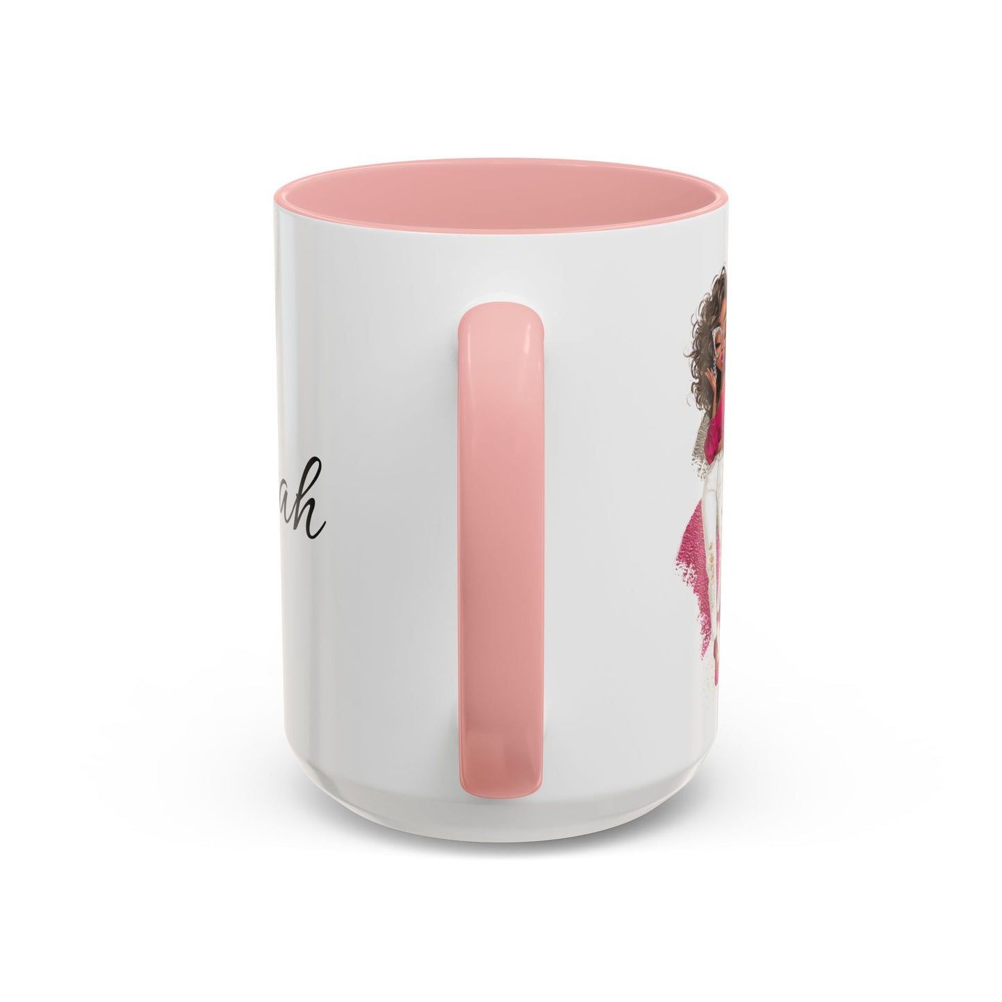 Gracefully Unbothered™ “Elegance & Zero Drama” 11oz & 15oz Ceramic Mug – Pink & Black Accent Handle