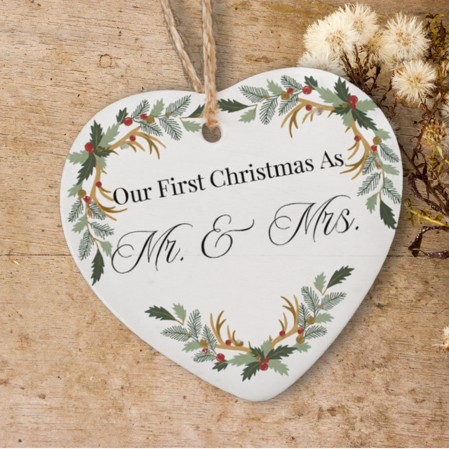 Our First Christmas as Mr & Mrs Ornament Personalized Newlywed Keepsake Gift