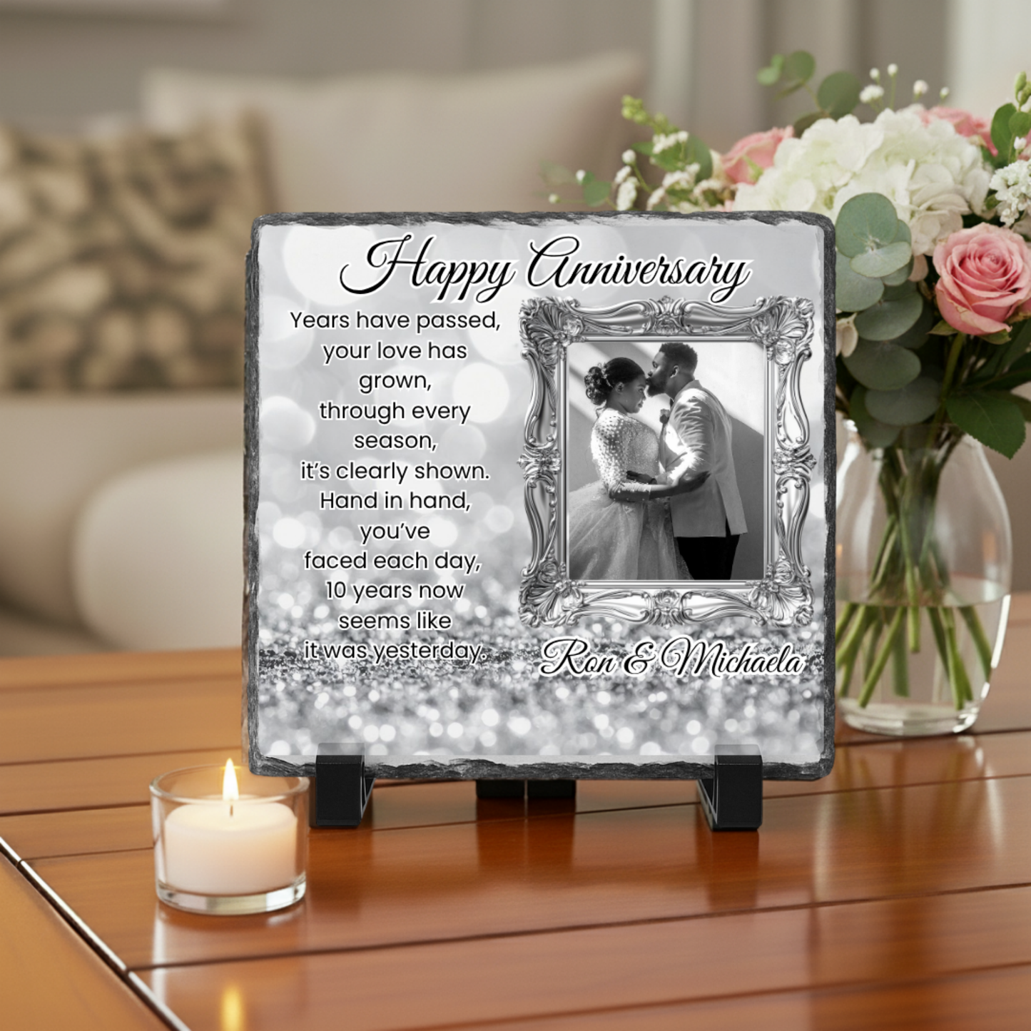 Custom Slate Photo Keepsake – Personalized Wedding, Anniversary, or Engagement Gift