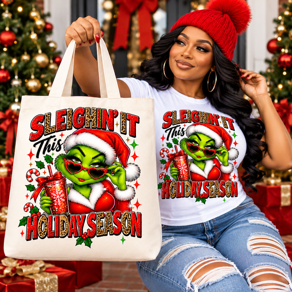 Sleighin’ It Christmas Tote