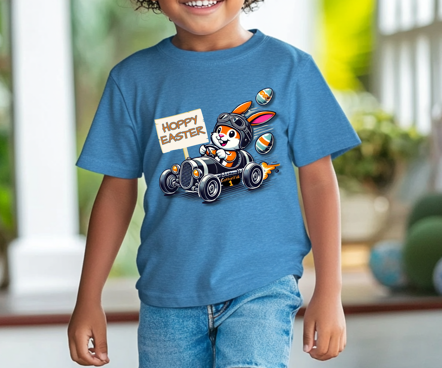 Hoppy Easter Race Car Bunny Kids T-Shirt – Fast & Fun Easter Tee