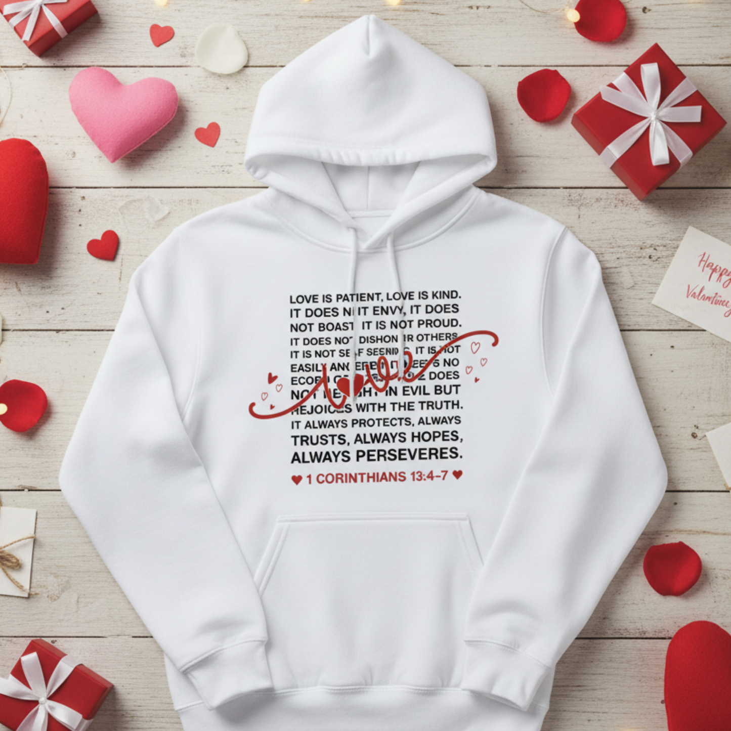 Love is Patient Love is Kind Hoodie - 1 Corinthians 13:4-7 Scripture Sweatshirt