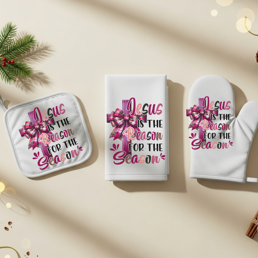 Christmas Kitchen Trio Set – Towel, Pot Holder & Oven Mitt