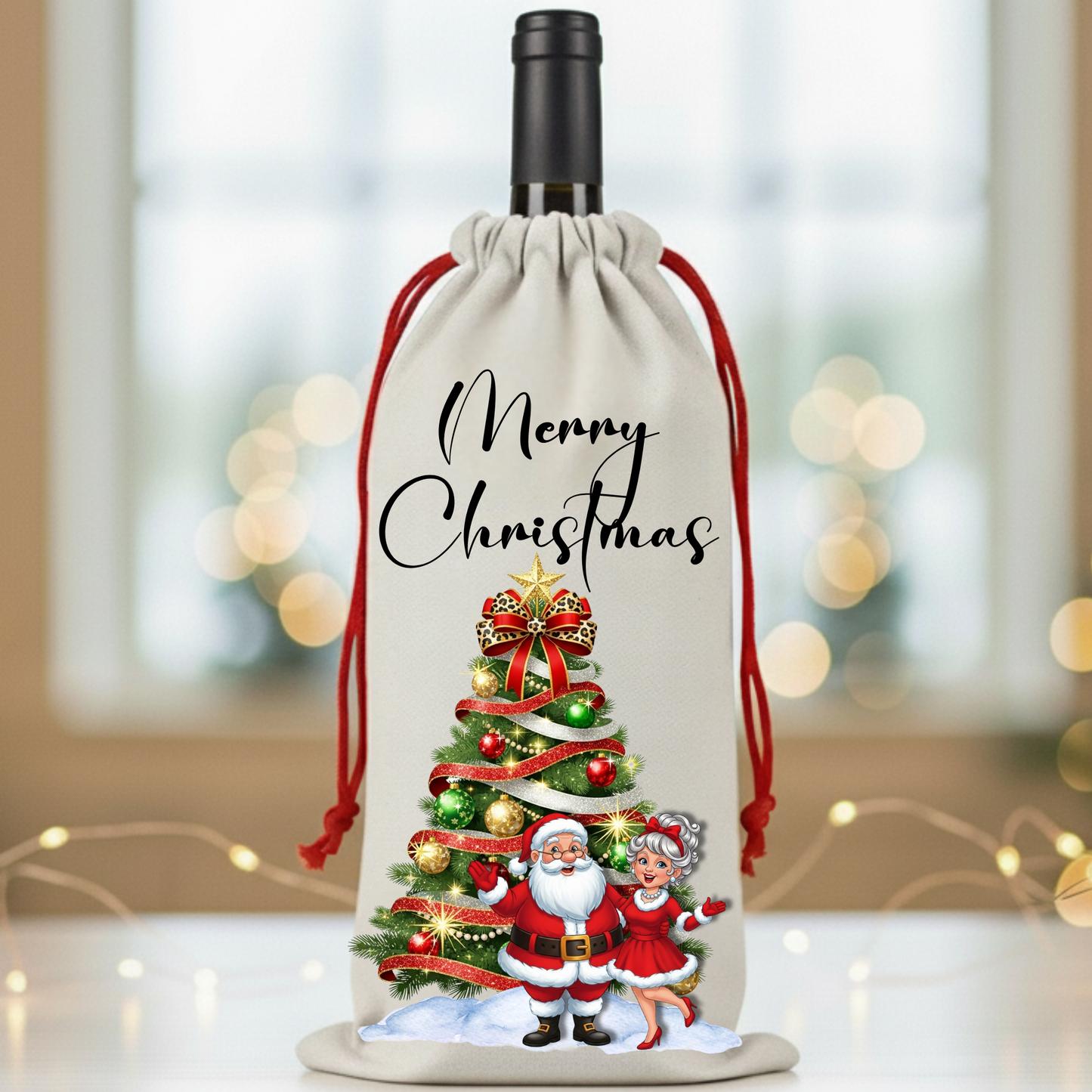 Christmas Holiday Wine/Beverage Bags – Funny & Festive Santa and Mrs. Claus Wine Gift Bags