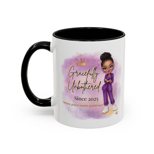 Gracefully Unbothered™ Pink Accent Mug – “Zero Drama” Chic Coffee Cup (11oz & 15oz)