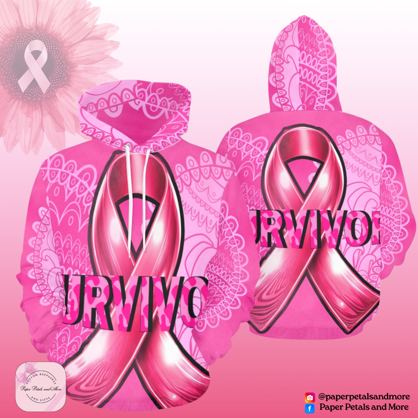 Breast Cancer Awareness Survivor Deluxe Bundle – Hoodie, T-Shirt, Blanket, Pillow & Ornament Set