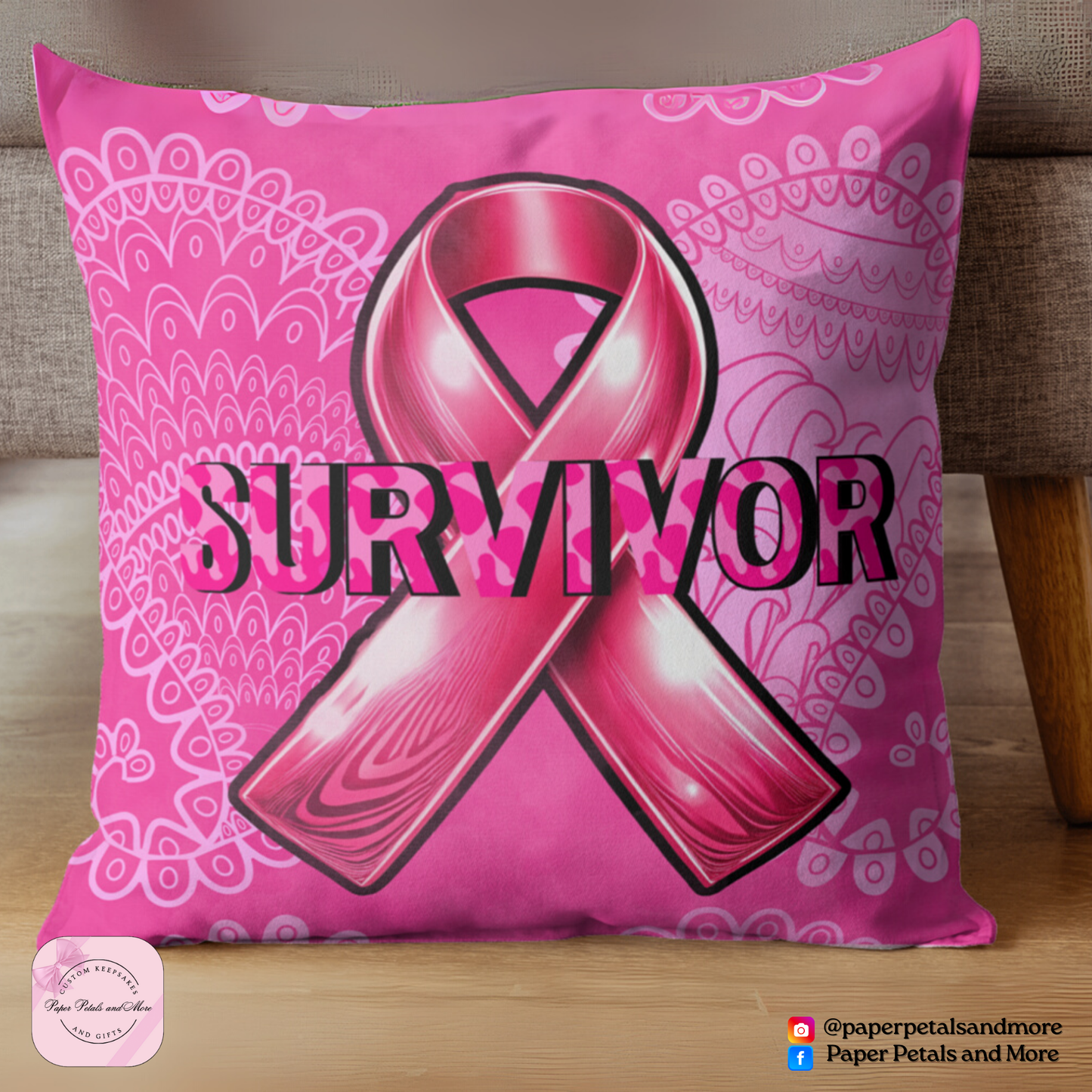 Breast Cancer Awareness Survivor Deluxe Bundle – Hoodie, T-Shirt, Blanket, Pillow & Ornament Set