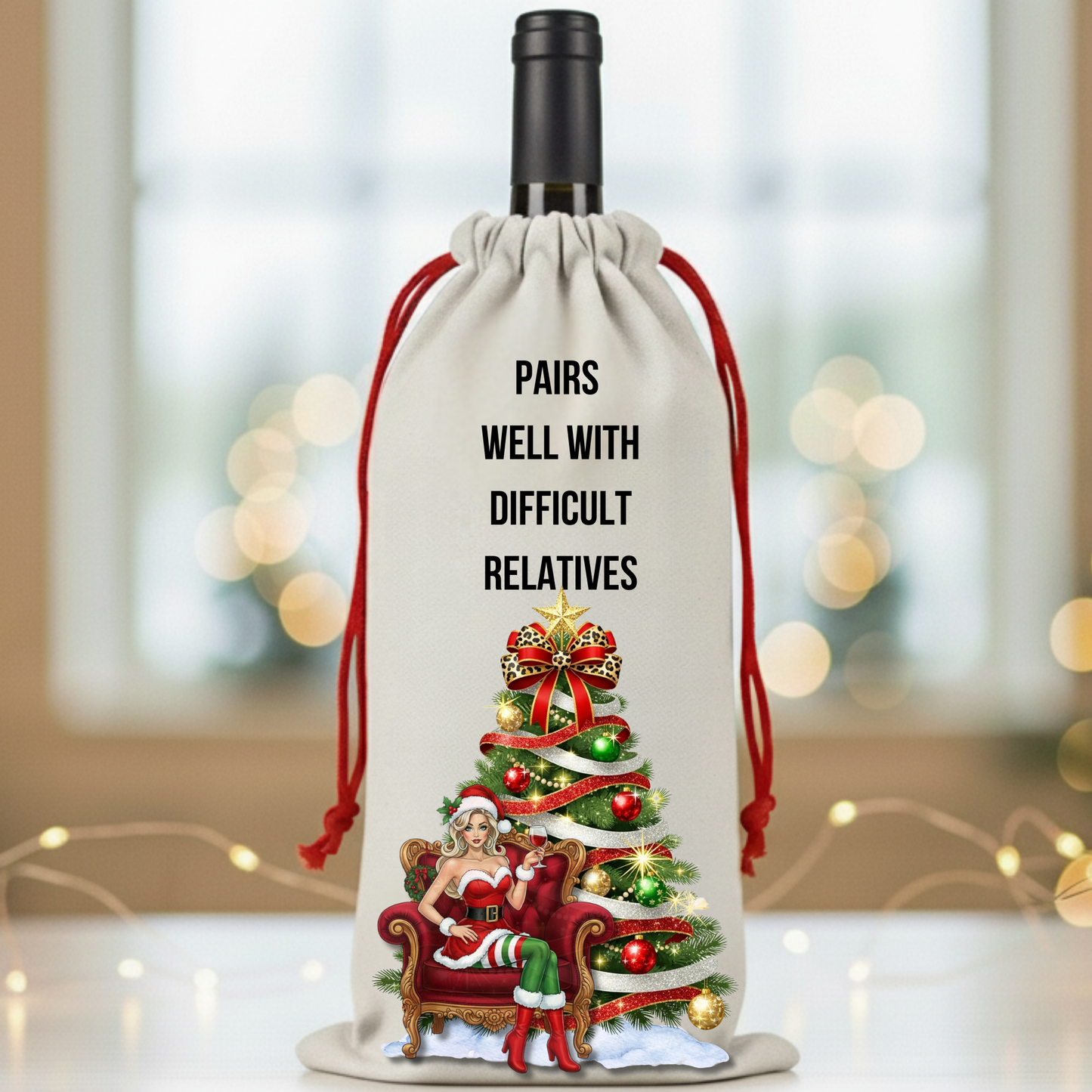 Christmas Holiday Wine/Beverage Bags – Funny & Festive Santa and Mrs. Claus Wine Gift Bags