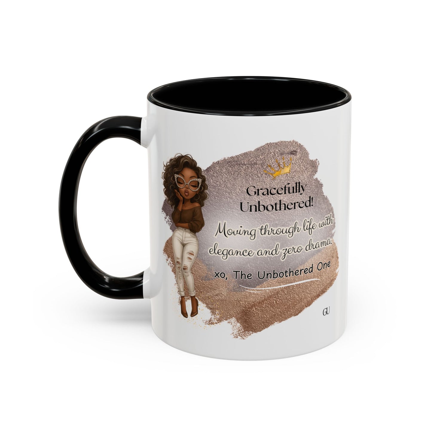 Gracefully Unbothered™ “Zero Drama” Accent Coffee Mug  11oz & 15oz (Mocha Queen Edition)