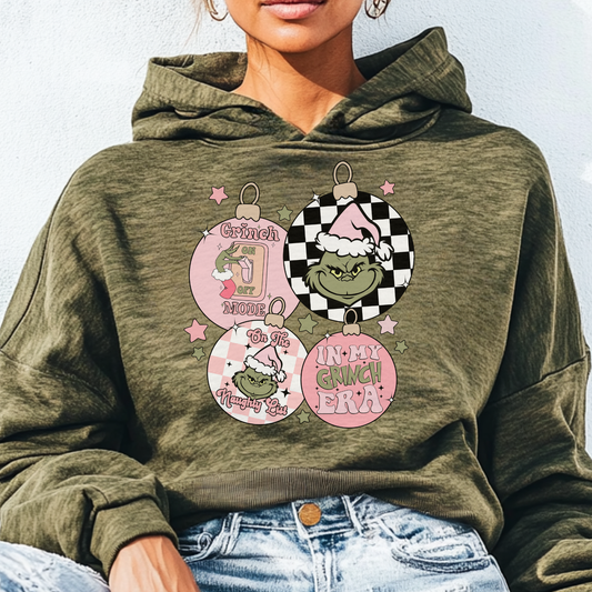 Grinch Era/Mode On-Off Ornaments Hoodie