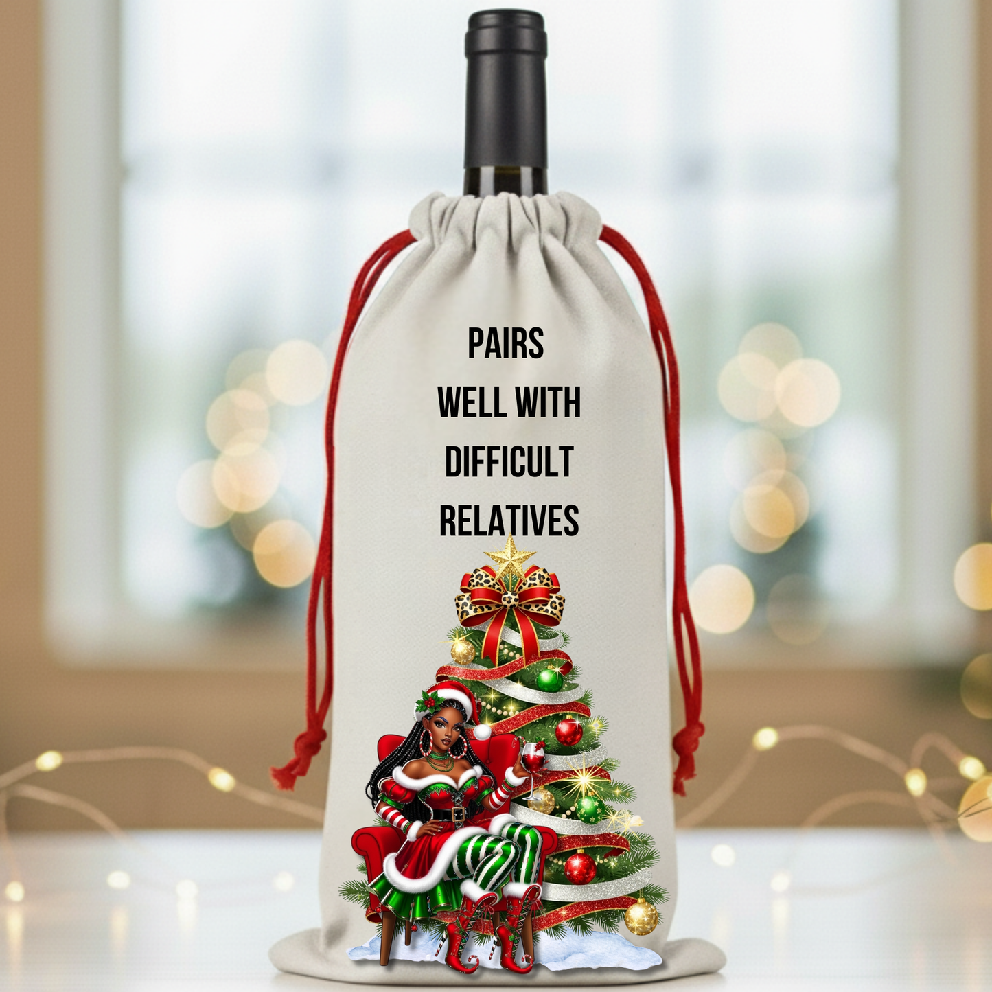 Christmas Holiday Wine/Beverage Bags – Funny & Festive Santa and Mrs. Claus Wine Gift Bags
