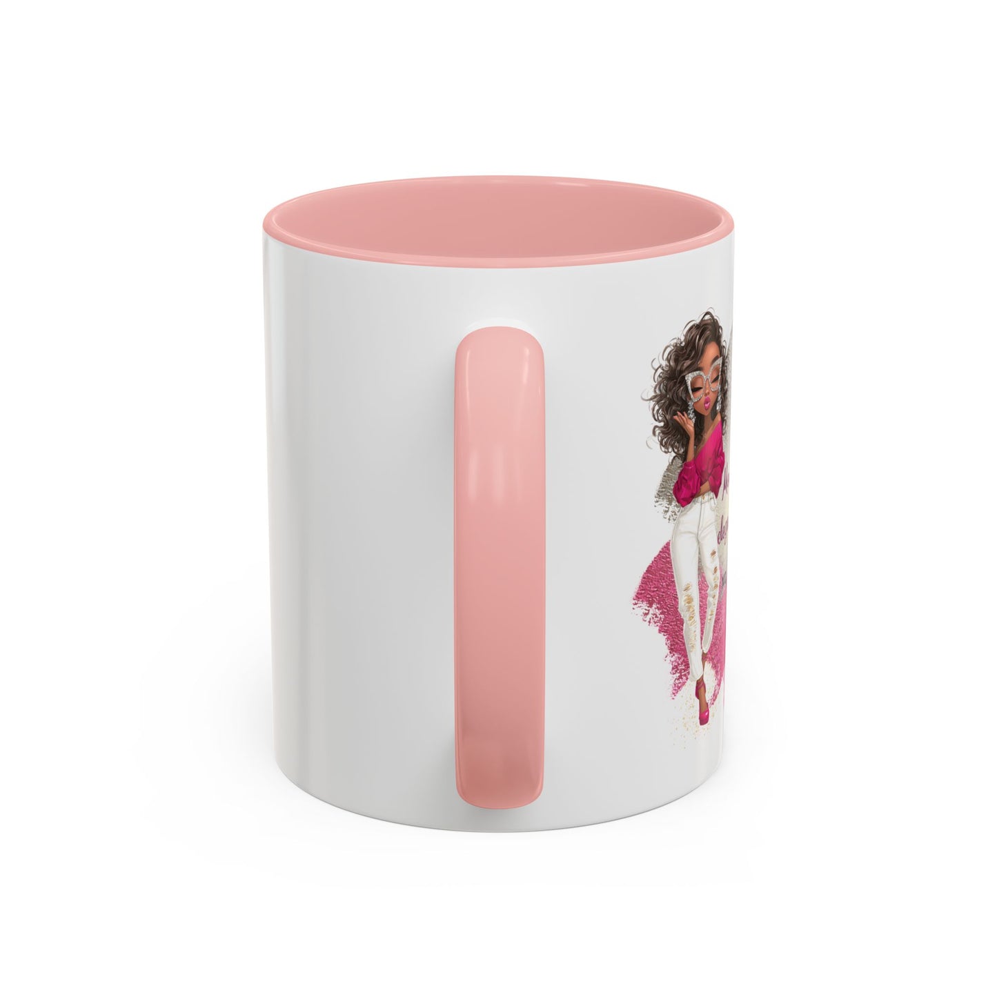 Gracefully Unbothered™ “Elegance & Zero Drama” 11oz & 15oz Ceramic Mug – Pink & Black Accent Handle