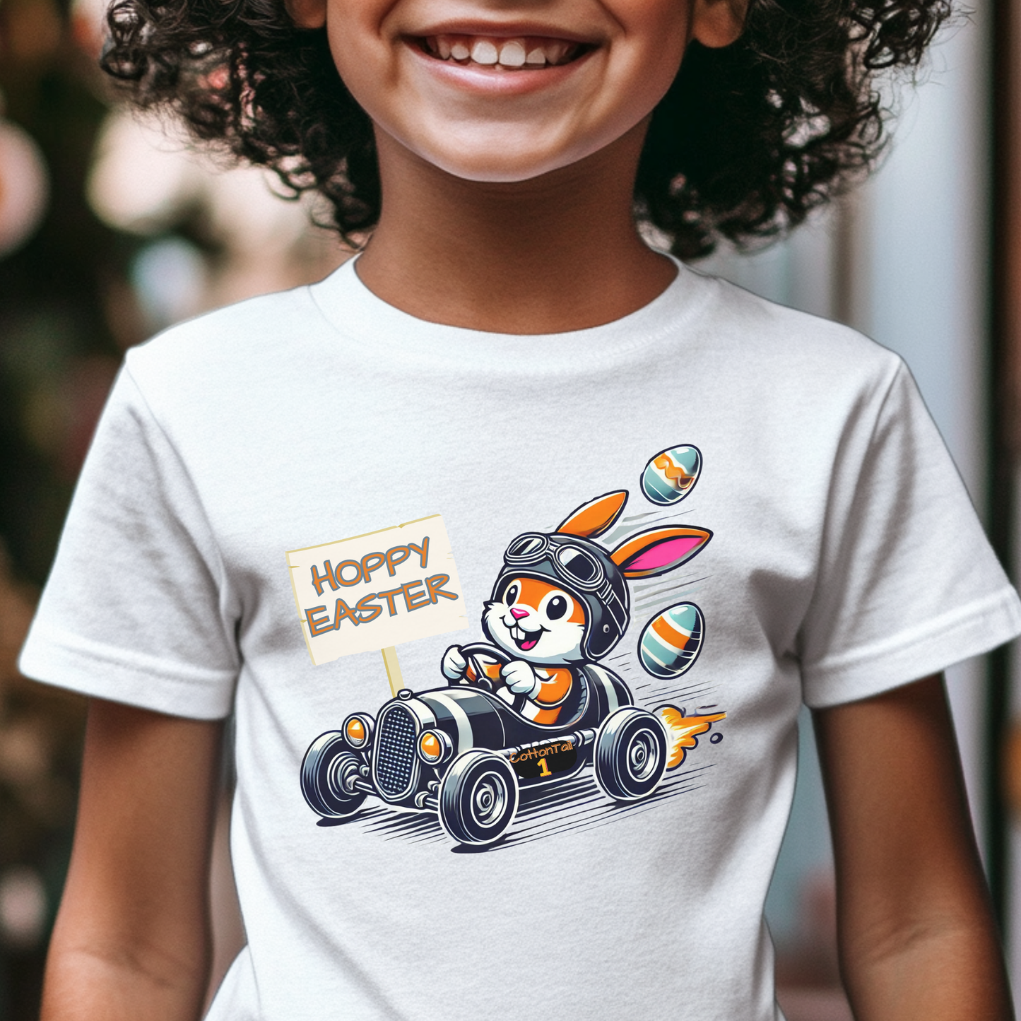 Easter Bunny Race Car Kids T-Shirt – Hoppy Easter Tee