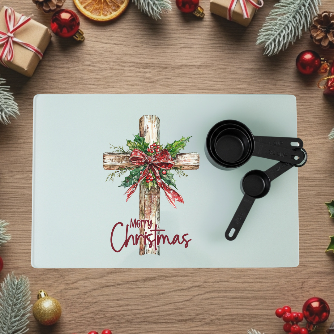 Merry Christmas Cross Kitchen Bundle Personalized Holiday Home Decor Keepsake Gift Set