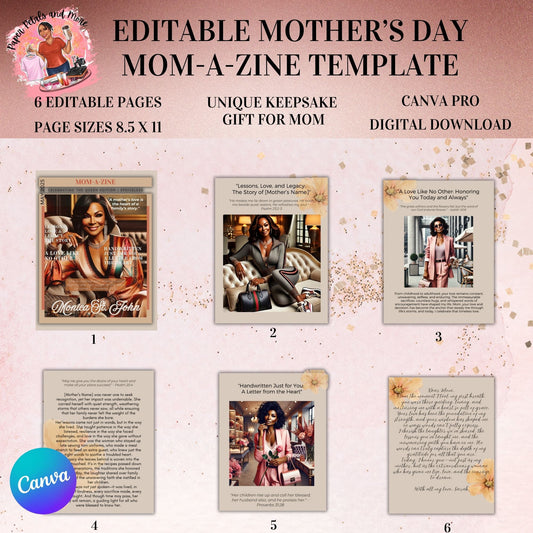MOM-A-Zine Editable Template | Mother’s Day Magazine Gift | Digital Download