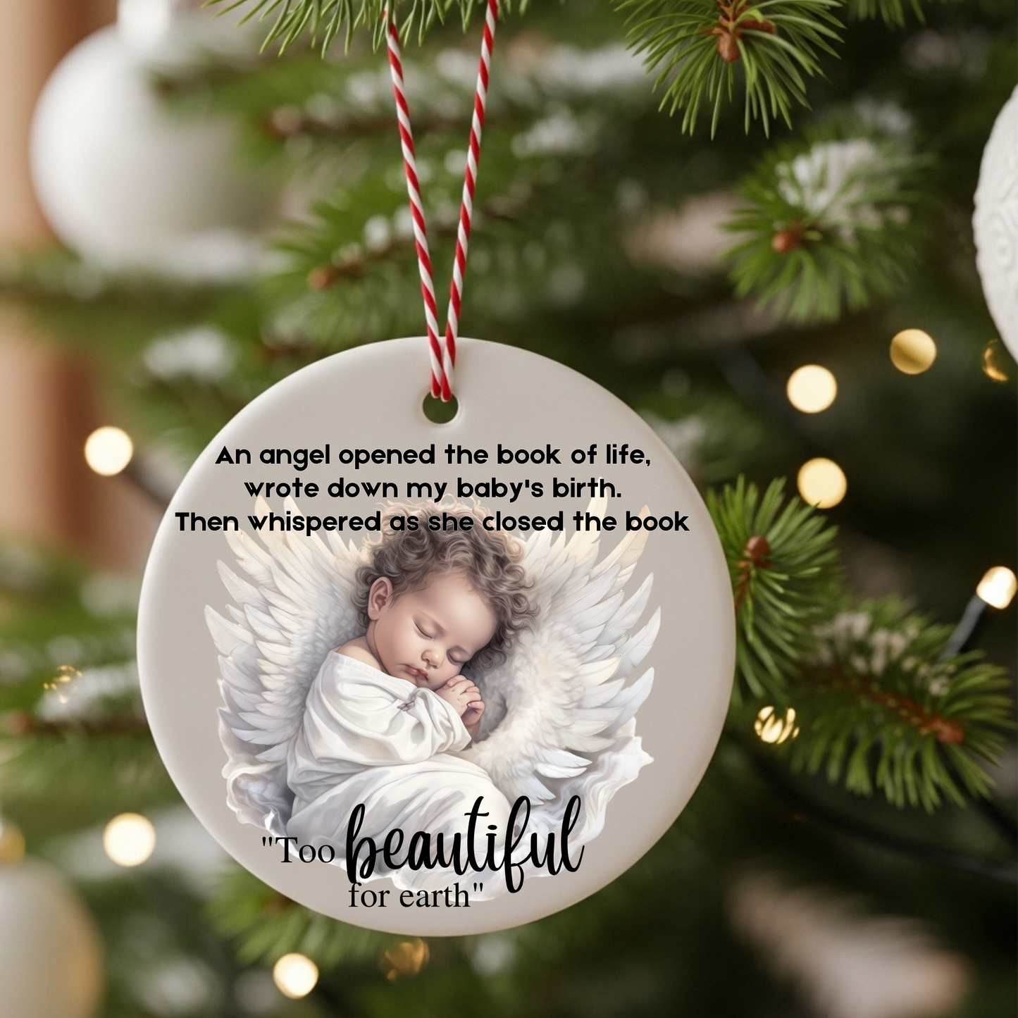 Too Beautiful for Earth Memorial Ornament – Baby Angel Keepsake Gift for Bereaved Parents