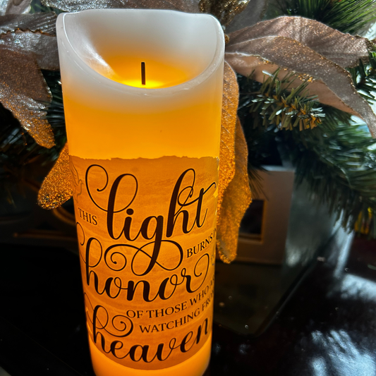 Memorial LED Candle - This Light Burns in Honor | Flameless Remembrance Keepsake