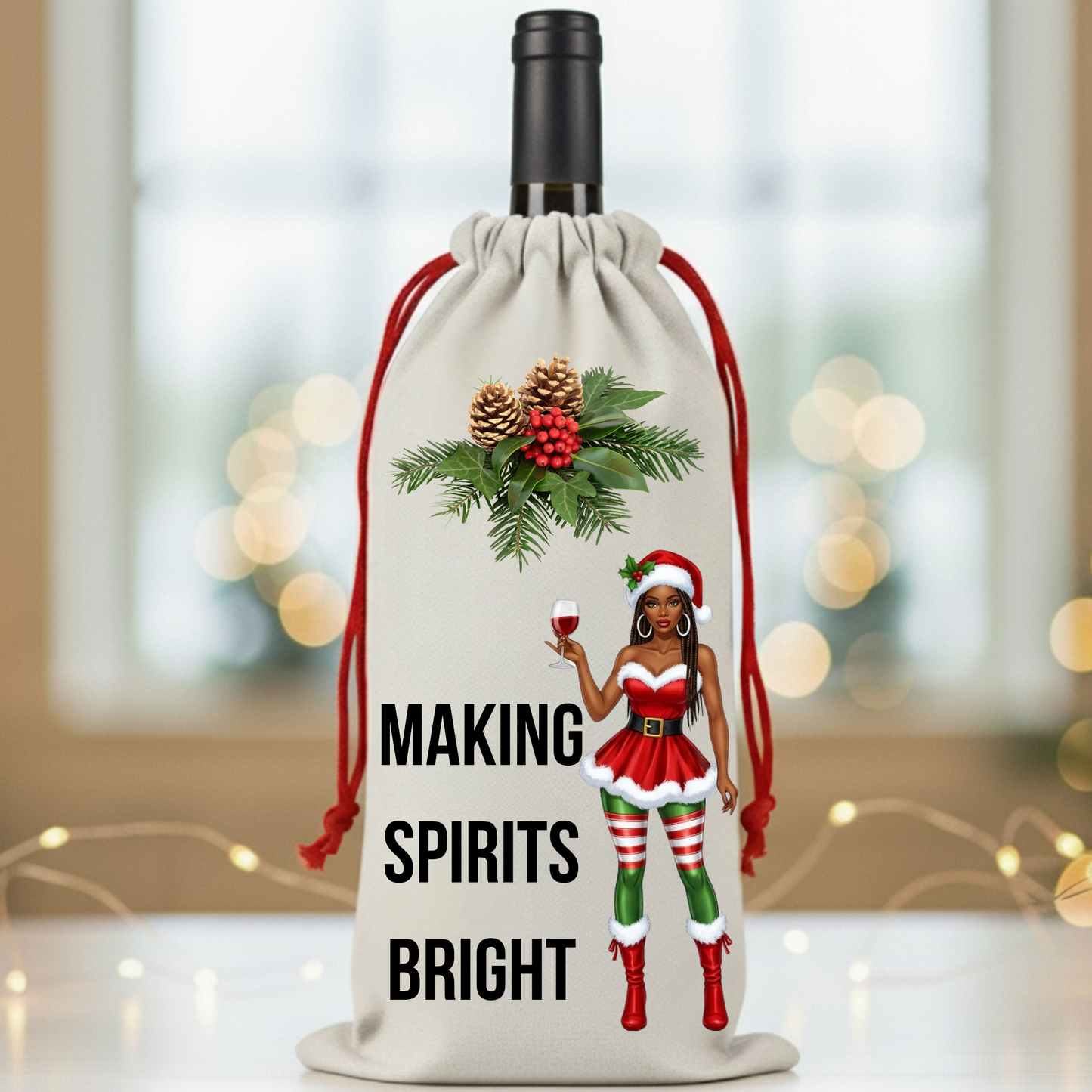Christmas Holiday Wine/Beverage Bags – Funny & Festive Santa and Mrs. Claus Wine Gift Bags