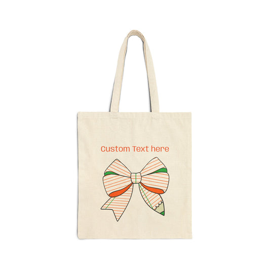 Personalized Bow Canvas Tote Bag, Custom Shopping Bag, Eco-Friendly Gift, Everyday Use Tote, Reusable Grocery Bag, Women's Tote