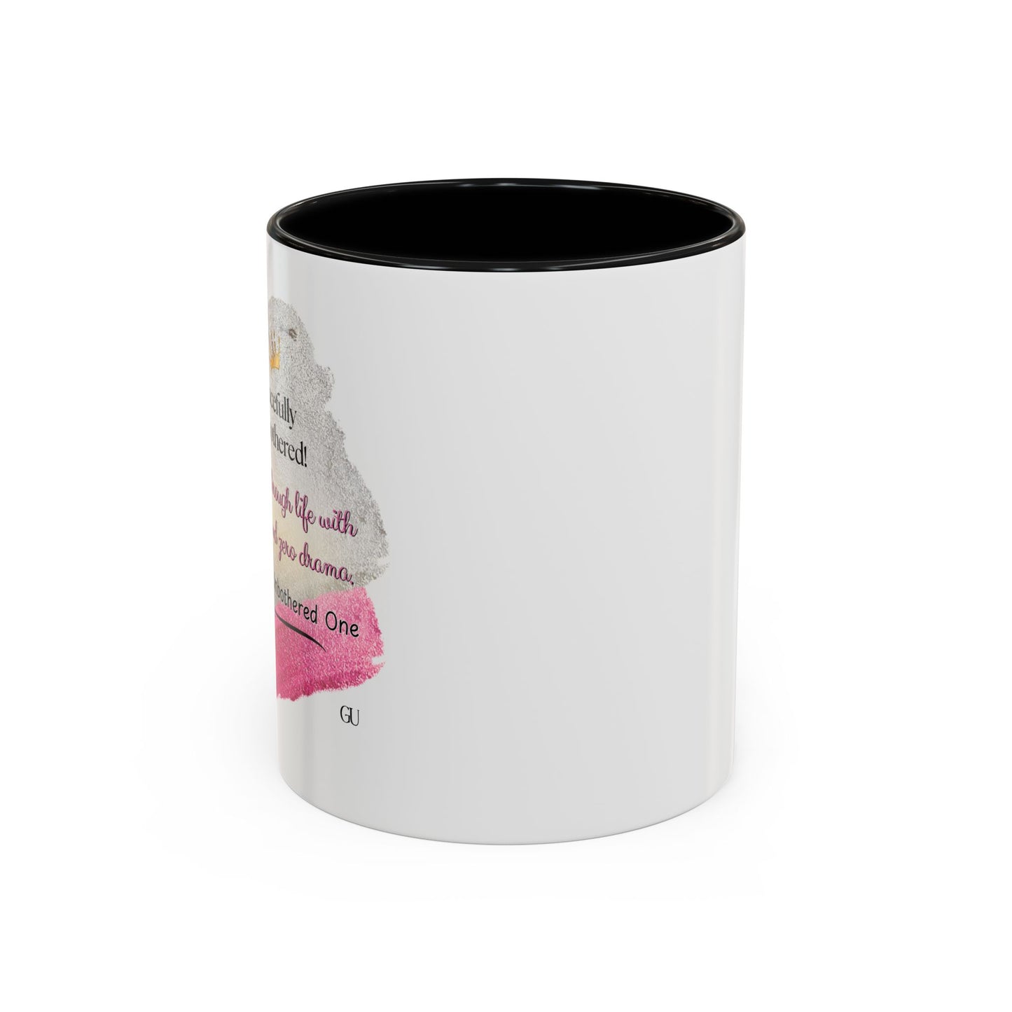 Gracefully Unbothered™ “Elegance & Zero Drama” 11oz & 15oz Ceramic Mug – Pink & Black Accent Handle