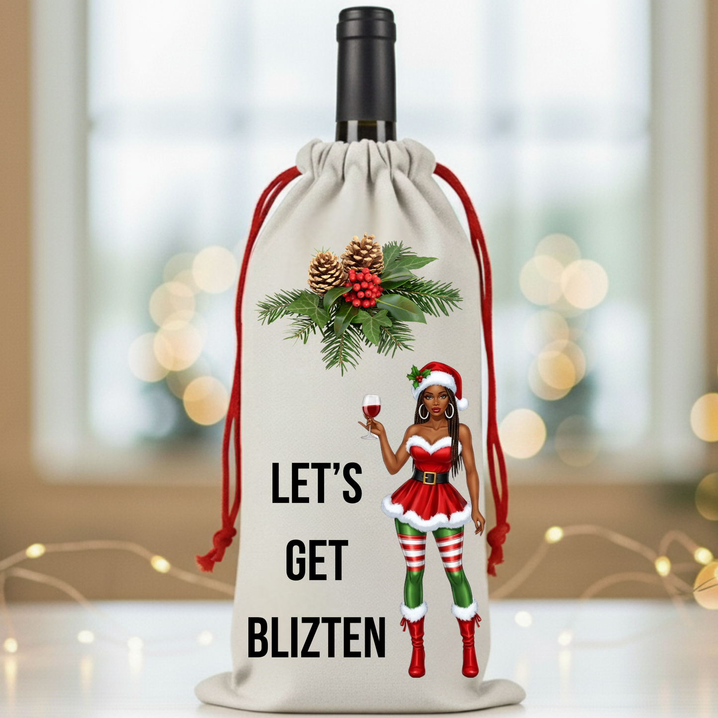 Christmas Holiday Wine/Beverage Bags – Funny & Festive Santa and Mrs. Claus Wine Gift Bags