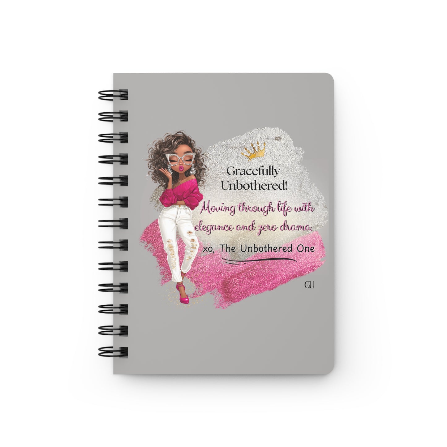 Gracefully Unbothered™ Spiral Journal – Inspirational Lined Notebook for Reflection & Confidence