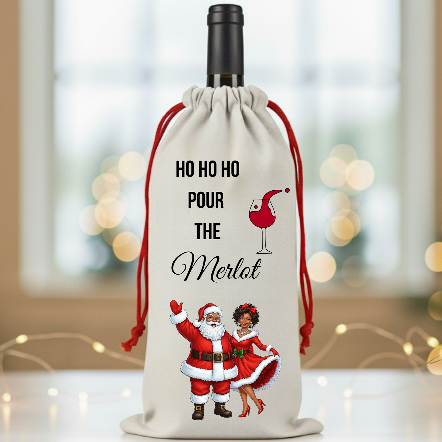 Christmas Holiday Wine/Beverage Bags – Funny & Festive Santa and Mrs. Claus Wine Gift Bags