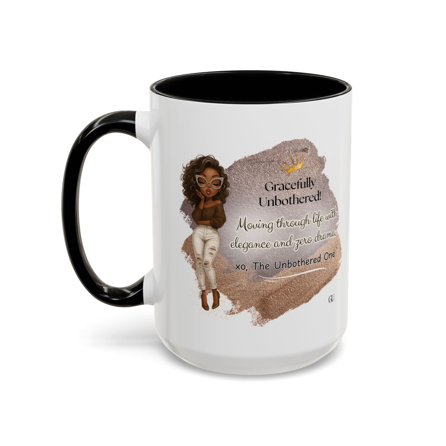 Gracefully Unbothered™ “Zero Drama” Accent Coffee Mug  11oz & 15oz (Mocha Queen Edition)