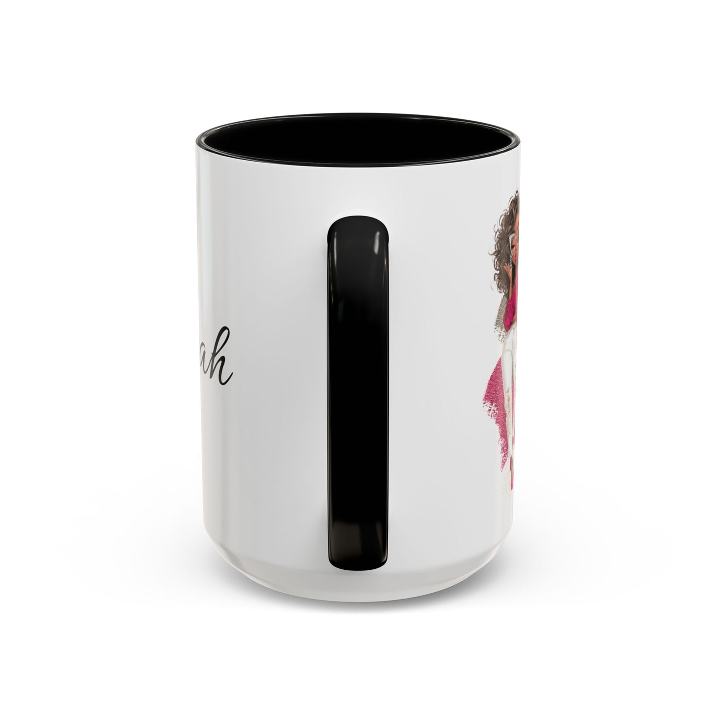 Gracefully Unbothered™ “Elegance & Zero Drama” 11oz & 15oz Ceramic Mug – Pink & Black Accent Handle