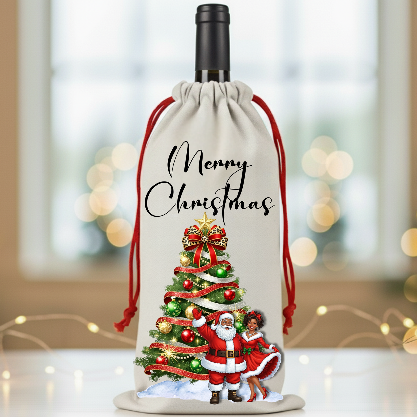 Christmas Holiday Wine/Beverage Bags – Funny & Festive Santa and Mrs. Claus Wine Gift Bags