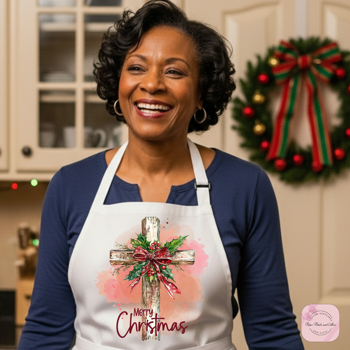 Merry Christmas Cross Kitchen Bundle Personalized Holiday Home Decor Keepsake Gift Set