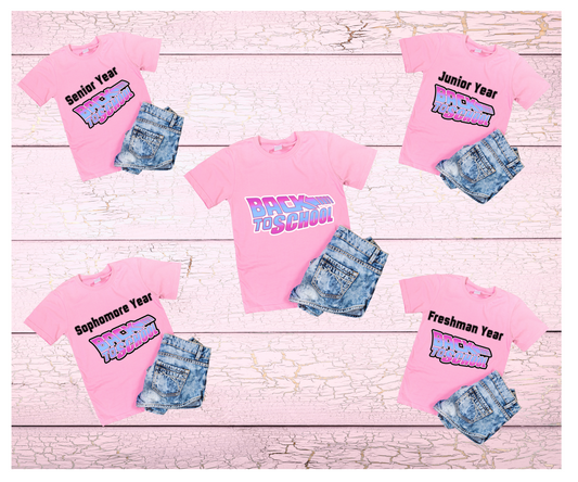 Back to School Retro Pink High School Class Year Tees – Freshman, Sophomore, Junior, Senior Shirts for Teens