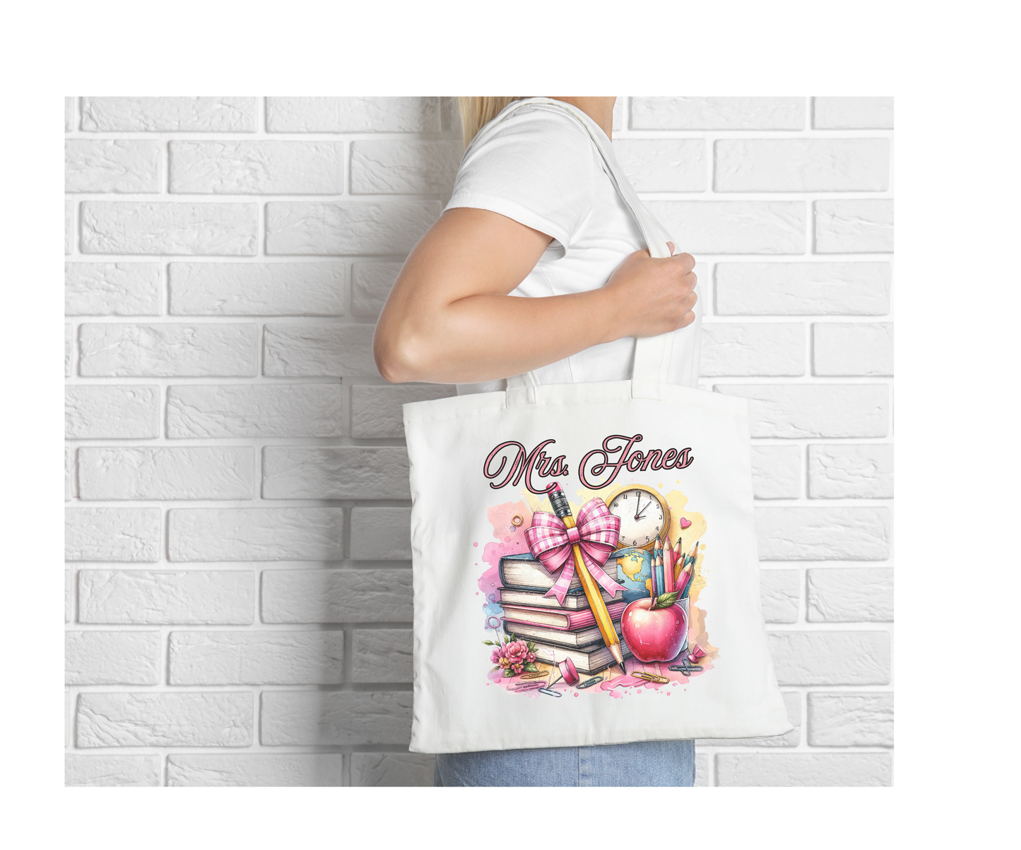 Personalized Teacher Canvas Tote Bag