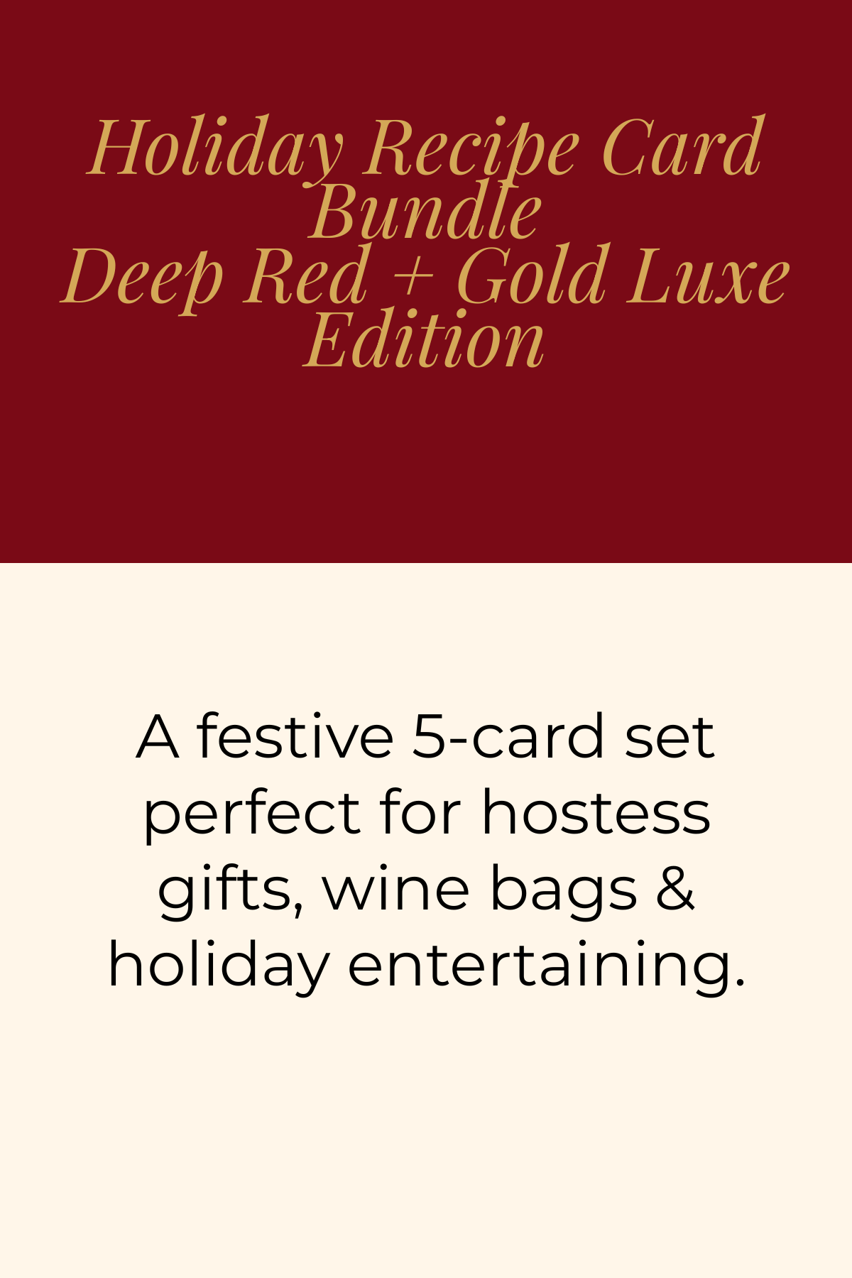 Holiday Wine Bag Gift Set with Recipe Cards – Hostess, Wine Lover, Christmas Gift