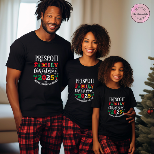 Custom Family Christmas Pajama Shirts 2025 – Personalized Matching Holiday PJs