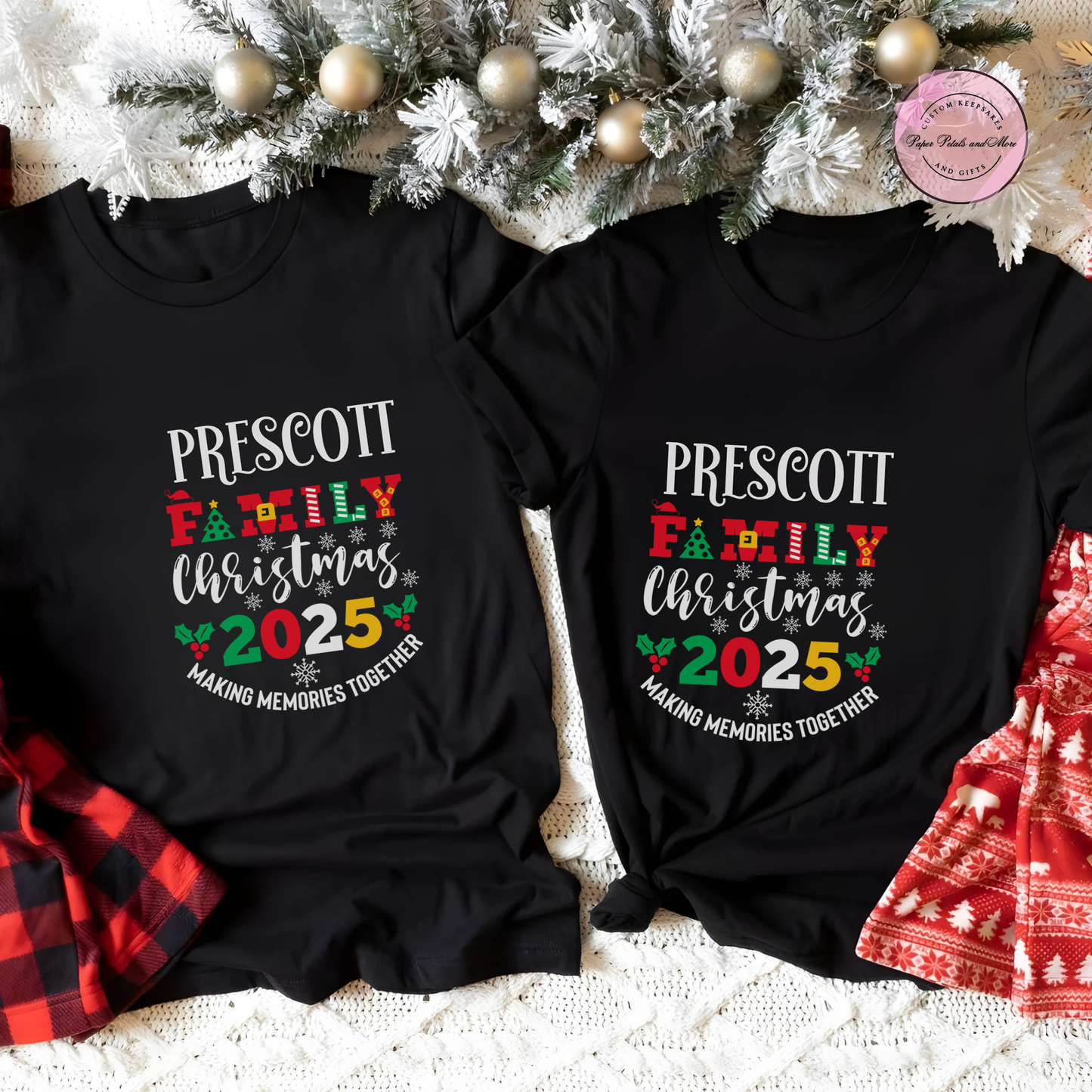 Custom Family Christmas Pajama Shirts 2025 – Personalized Matching Holiday PJs