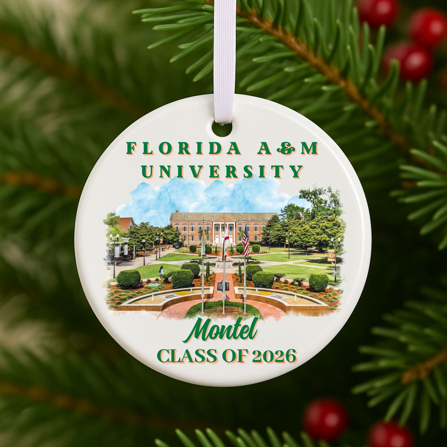 Personalized FAMU Graduation MDF Ornament Class of 2026 Keepsake