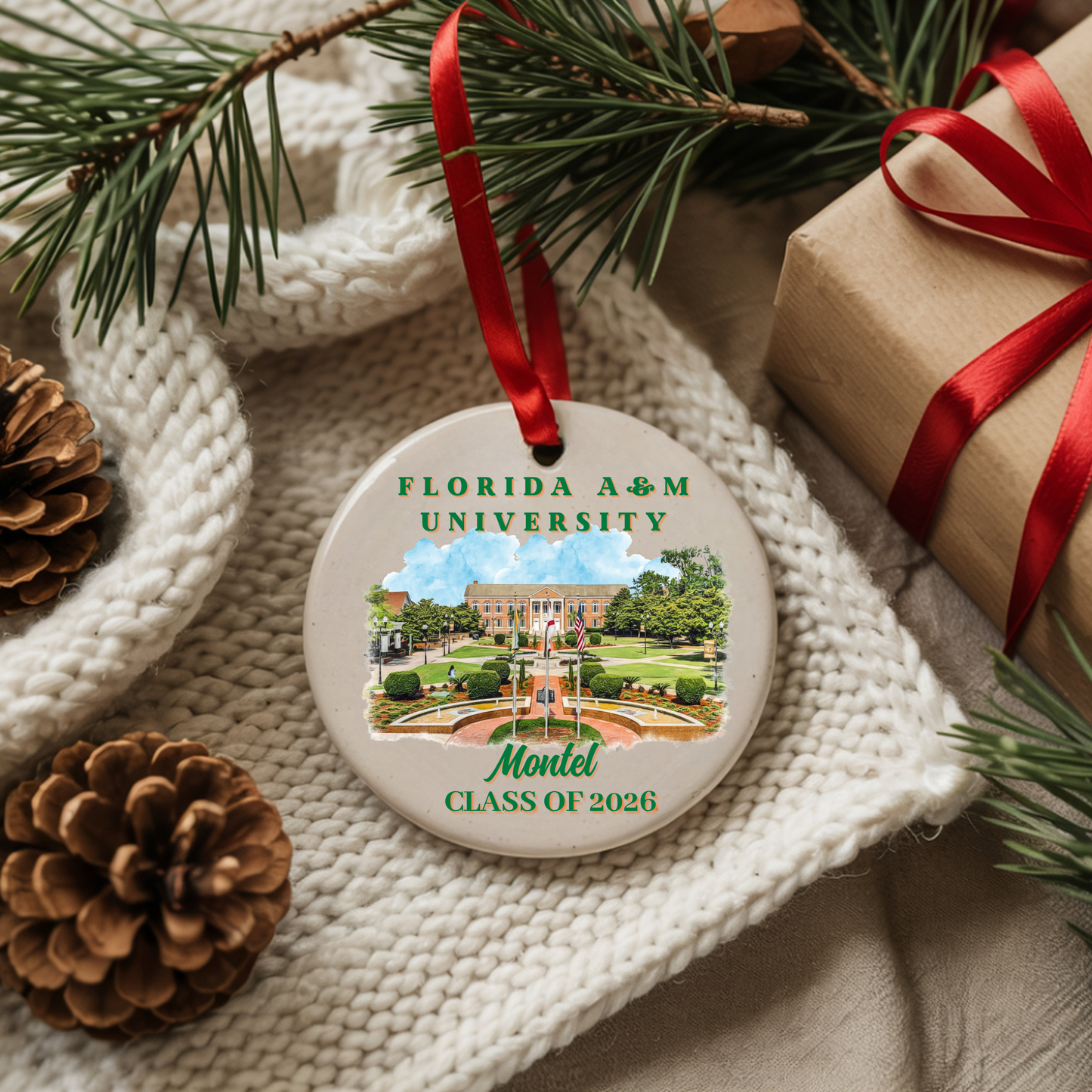 Personalized FAMU Graduation MDF Ornament Class of 2026 Keepsake