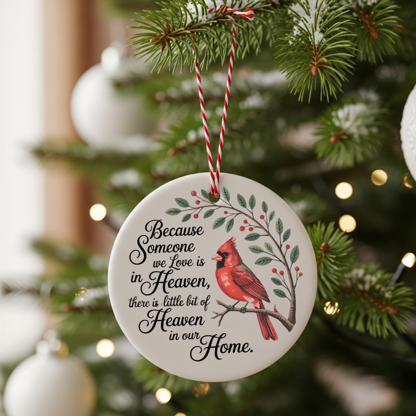Heaven in Our Home Cardinal Memorial Ornament Personalized Remembrance Keepsake Gift