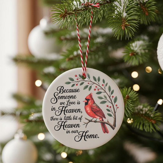 Heaven in Our Home Cardinal Memorial Ornament Personalized Remembrance Keepsake Gift