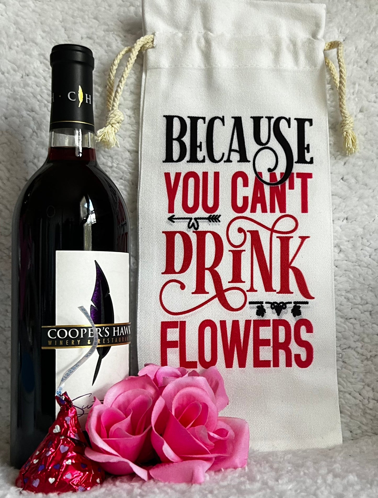 Custom Wine/Beverage Drawstring Canvas Bag