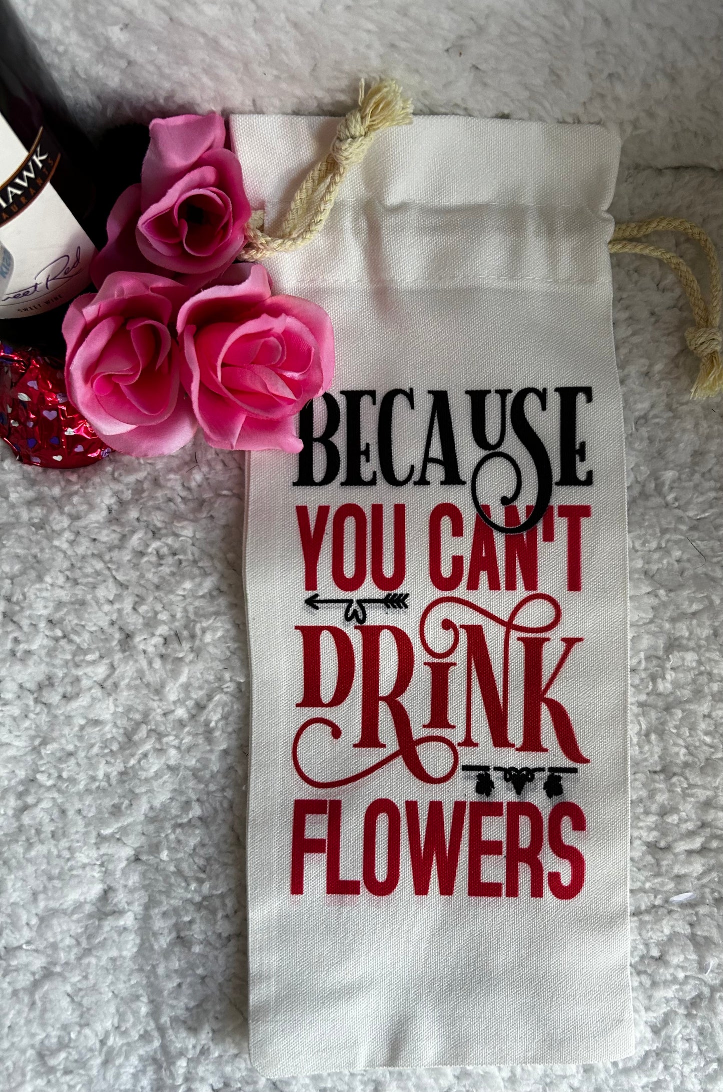 Custom Wine/Beverage Drawstring Canvas Bag