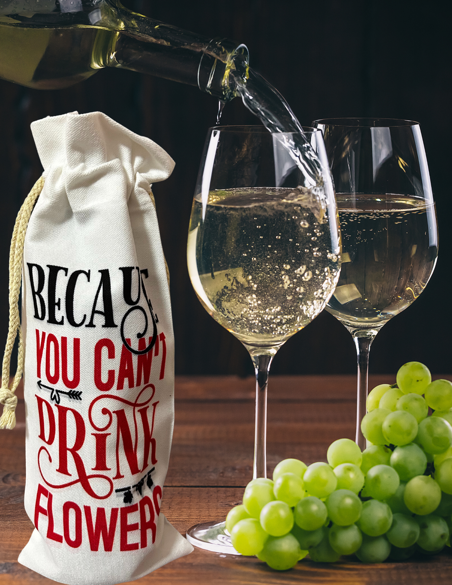 Custom Wine/Beverage Drawstring Canvas Bag