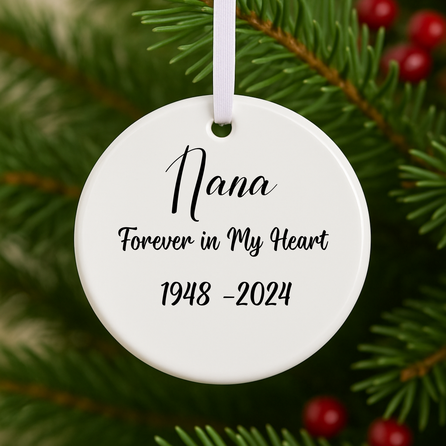 Christmas in Heaven Memorial Ornament Personalized Remembrance Keepsake Gift Rocking Chair