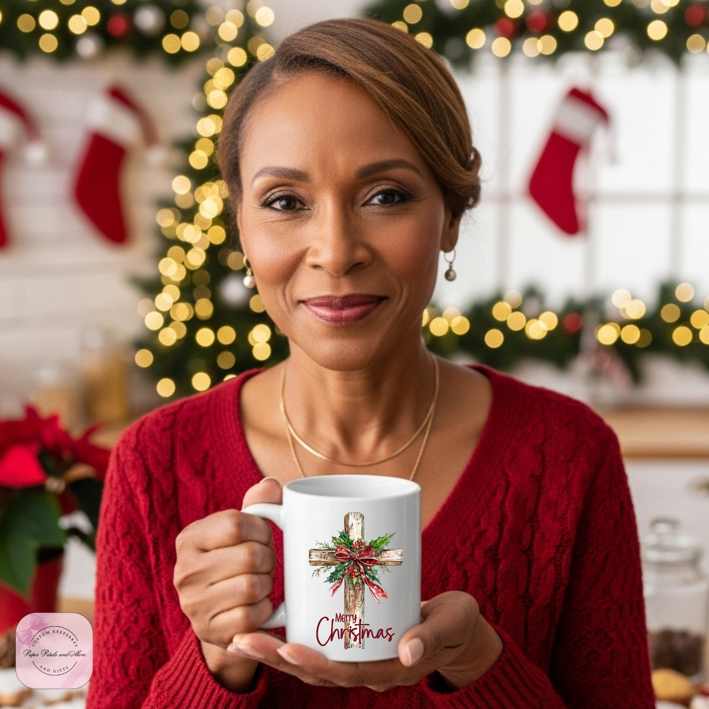 Merry Christmas Cross Kitchen Bundle Personalized Holiday Home Decor Keepsake Gift Set