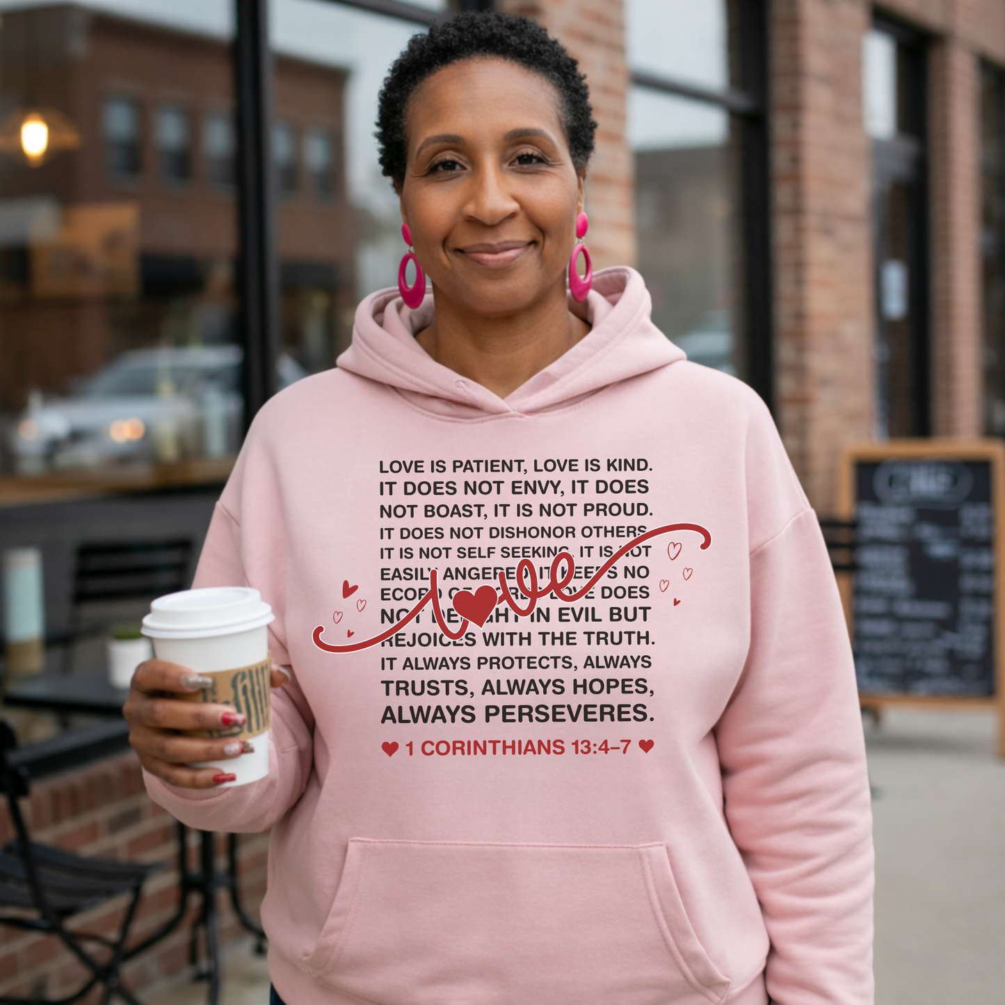 Love is Patient Love is Kind Hoodie - 1 Corinthians 13:4-7 Scripture Sweatshirt